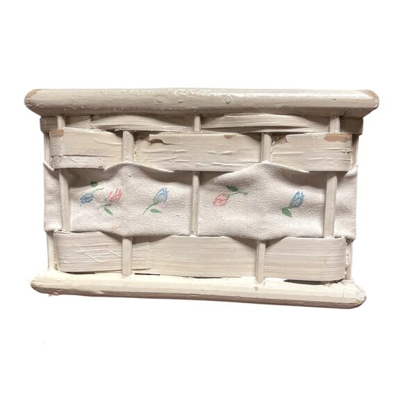 Vintage White Wicker Tissue Box Cover with Box Rustic - Picture 4 of 8